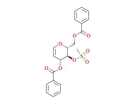 Molecular Structure of 81562-22-3 (1,5-anhydro-3,6-di-O-benzoyl-2-deoxy-4-O-mesyl-D-arabino-hex-1-enitol)