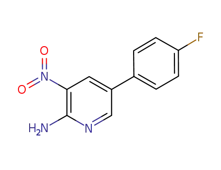 Molecular Structure of 640271-51-8 (5-(4-Fluorophenyl)-3-nitro-2-pyridinylamine)
