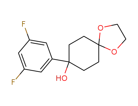 Molecular Structure of 155366-01-1 (8-(3,5-difluorophenyl)-1,4-dioxaspiro(4,5)decan-8-ol)