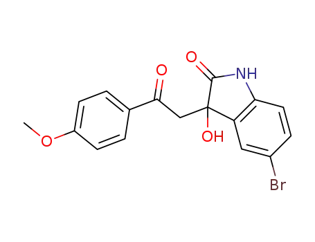 Molecular Structure of 258264-67-4 (5-bromo-3-hydroxy-3-[2-(4-methoxyphenyl)-2-oxoethyl]indolin-2-one)