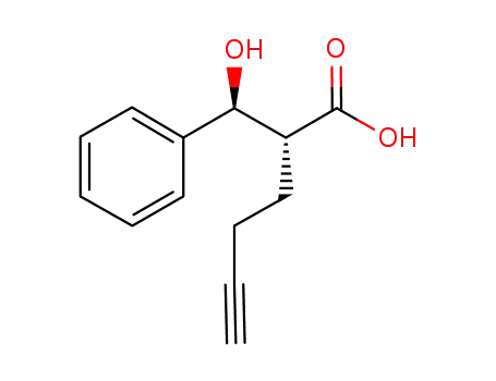 Molecular Structure of 1190391-62-8 ((2R)-2-[(S)-hydroxy(phenyl)methyl]hex-5-ynoic acid)