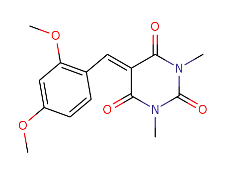 Molecular Structure of 61853-42-7 (2,4,6(1H,3H,5H)-Pyrimidinetrione,
5-[(2,4-dimethoxyphenyl)methylene]-1,3-dimethyl-)