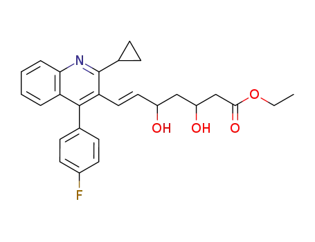Molecular Structure of 477950-34-8 (6-Heptenoic acid,
7-[2-cyclopropyl-4-(4-fluorophenyl)-3-quinolinyl]-3,5-dihydroxy-, ethyl
ester, (6E)-)
