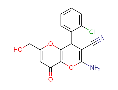 Molecular Structure of 665000-76-0 (2-amino-4-(2-chlorophenyl)-6-(hydroxymethyl)-8-oxo-4,8-dihydropyrano[3,2-b]pyran-3-carbonitrile)