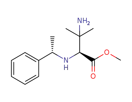 Molecular Structure of 1093192-05-2 (3-aMino-3-Methyl-2(S)-(1(S)-phenylethylaMino)butyric acid Methyl ester)