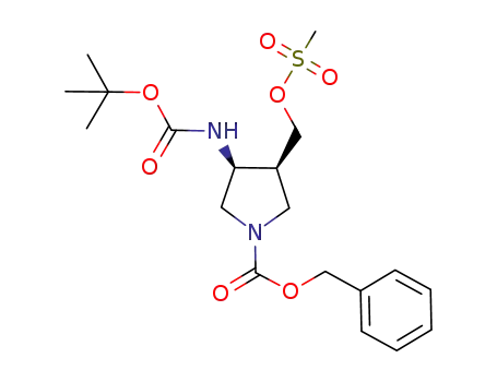1-Pyrrolidinecarboxylic acid,
3-[[(1,1-dimethylethoxy)carbonyl]amino]-4-[[(methylsulfonyl)oxy]methyl]-,
phenylmethyl ester, (3S,4S)-
