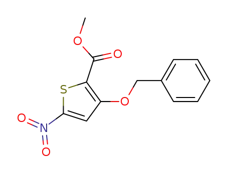 Molecular Structure of 929278-58-0 (2-Thiophenecarboxylic acid, 5-nitro-3-(phenylmethoxy)-, methyl ester)