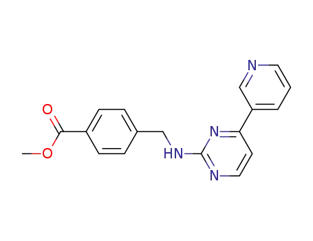 Molecular Structure of 849235-67-2 (Methyl 4-((4-(pyridin-3-yl)pyriMidin-2-ylaMino)Methyl)benzoate)
