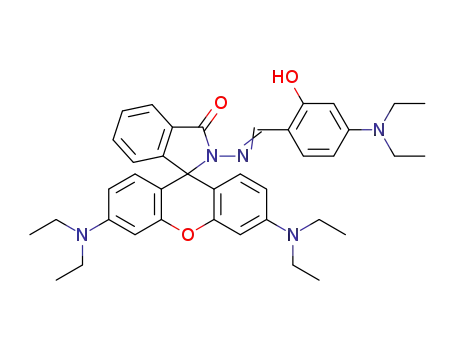 Molecular Structure of 1341198-48-8 (3',6'-bis(diethylamino)-2-((4-(diethylamino)-2-hydroxybenzylidene)amino)spiro[isoindoline-1,9'-xanthen]-3-one)