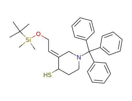 4-Piperidinethiol,
3-[2-[[(1,1-dimethylethyl)dimethylsilyl]oxy]ethylidene]-1-(triphenylmethyl)-
, (3E)-