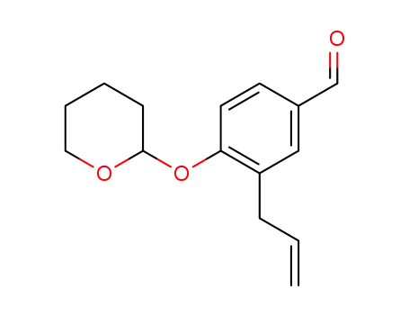 Molecular Structure of 1548332-73-5 (3-allyl-4-[(tetrahydro-2H-pyran-2-yl)oxy]benzaldehyde)