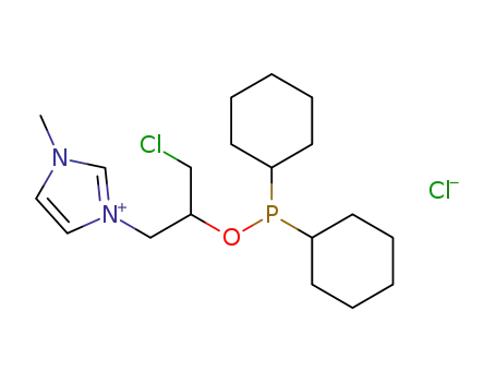 Molecular Structure of 1621393-73-4 (1-{3-chloro-2-[(dicyclohexylphosphanyl)oxy]propyl}-3-methylimidazolium chloride)