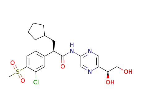 Benzeneacetamide, 3-chloro-alpha-(cyclopentylmethyl)-N-(5-((1S)-1,2-dihydroxyethyl)-2-pyrazinyl)-4-(methylsulfonyl)-, (alphaR)-