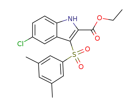 Molecular Structure of 473258-22-9 (1H-Indole-2-carboxylic acid, 5-chloro-3-[(3,5-dimethylphenyl)sulfonyl]-,
ethyl ester)