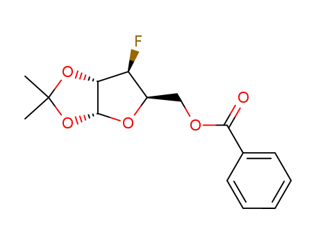 Molecular Structure of 125291-12-5 (((3aR,5R,6S,6aS)-6-fluoro-2,2-dimethyltetrahydrofuro[2,3-d][1,3]dioxol-5-yl)methyl benzoate)