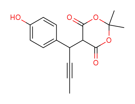 Molecular Structure of 865233-33-6 ((+/-)-5-[1-(4-hydroxy-phenyl)-but-2-ynyl]-2,2-dimethyl-[1,3]dioxane-4,6-dione)