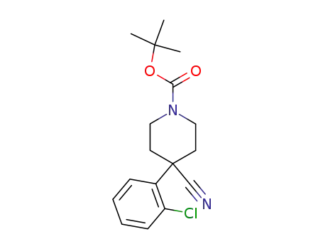 Molecular Structure of 186347-31-9 (1-BOC-4-CYANO-4-(2-CHLOROPHENYL)-PIPERIDINE)