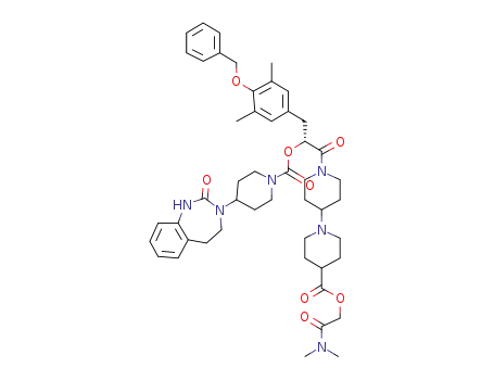 dimethylcarbamoylmethyl 1'-{(R)-3-(4-benzyloxy-3,5-dimethyl-phenyl)-2-[4-(2-oxo-1,2,4,5-tetrahydro-1,3-benzodiazepin-3-yl)-piperidine-1-carbonyloxy]propionyl}-1,4'-bipiperidinyl-4-carboxylate