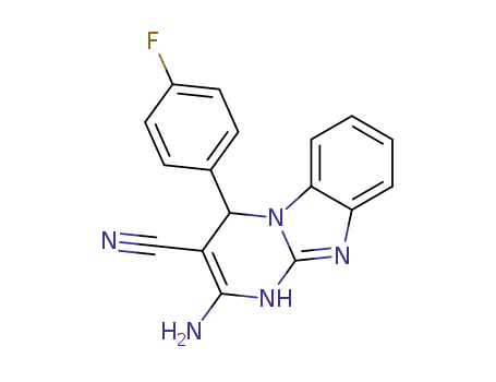 Molecular Structure of 380891-82-7 (2-amino-4-(4-fluorophenyl)-1,4-dihydrobenzo[4,5]imidazolo[1,2-a]pyrimidine-3-carbonitrile)