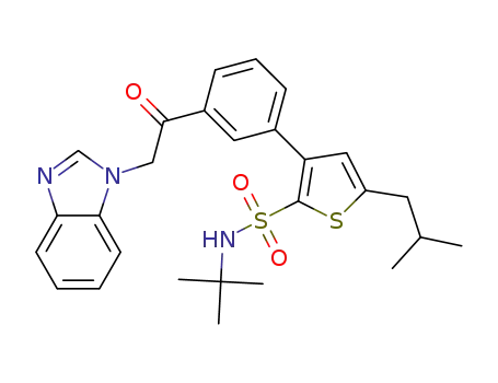 3-[3-(2-(benzimidazol-1-yl)acetyl)phenyl]-5-isobutylthiophene-2-(N-tert-butyl)sulfonamide