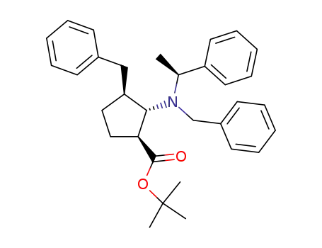 Cyclopentanecarboxylic acid,
2-[[(1S)-1-phenylethyl](phenylmethyl)amino]-3-(phenylmethyl)-,
1,1-dimethylethyl ester, (1S,2S,3S)-