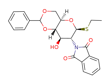 Molecular Structure of 129519-28-4 (Ethyl 4,6-O-benzylidene-2-deoxy-2-phthalimido-b-D-thioglucopyranoside)