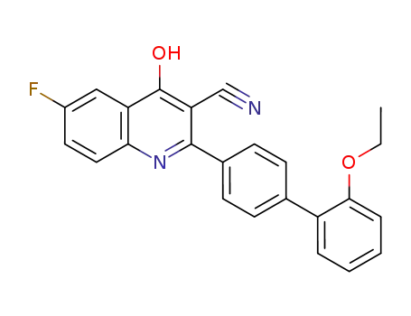 Molecular Structure of 881312-97-6 (2-(2'-ethoxybiphenyl-4-yl)-6-fluoro-4-hydroxyquinoline-3-carbonitrile)