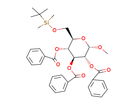 Molecular Structure of 128142-70-1 (Methyl-6-O-(tert.-butyldimethylsilyl)-2,3,4-tri-O-benzoyl-α-D-glucopyranoside)