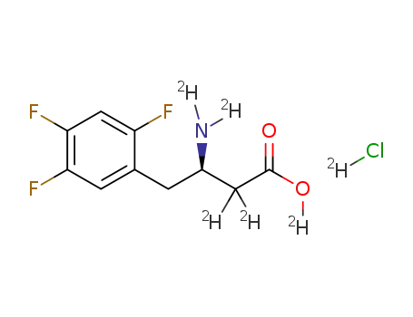 Molecular Structure of 1078568-89-4 ((R)-3-(amino-d2)-4-(2,4,5-trifluorophenyl)-2,2-d2-butanoic acid deuterochloride)