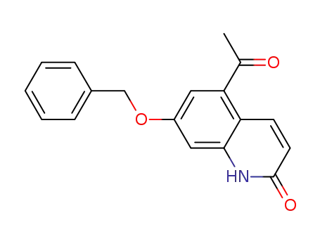 Molecular Structure of 861841-97-6 (2(1H)-Quinolinone, 5-acetyl-7-(phenylmethoxy)-)