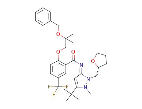 2-[2-(benzyloxy)-2-methylpropoxy]-N-{(3E)-5-tert-butyl-1-methyl-2-[(2R)-tetrahydrofuran-2-ylmethyl]-1,2-dihydro-3H-pyrazol-3-ylidene}-5-(trifluoromethyl)benzamide