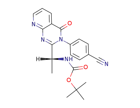 Molecular Structure of 873191-25-4 (Carbamic acid,
[(1R)-1-[3-(4-cyanophenyl)-3,4-dihydro-4-oxopyrido[2,3-d]pyrimidin-2-yl
]ethyl]-, 1,1-dimethylethyl ester)