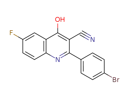 Molecular Structure of 881311-60-0 (3-Quinolinecarbonitrile, 2-(4-bromophenyl)-6-fluoro-4-hydroxy-)