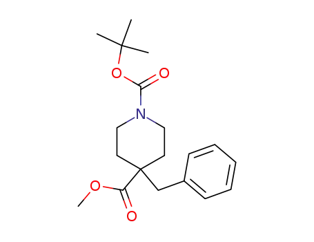 Molecular Structure of 741687-06-9 (N-BOC-4-BENZYL-4-PIPERIDINECARBOXYLIC METHYL ESTER)