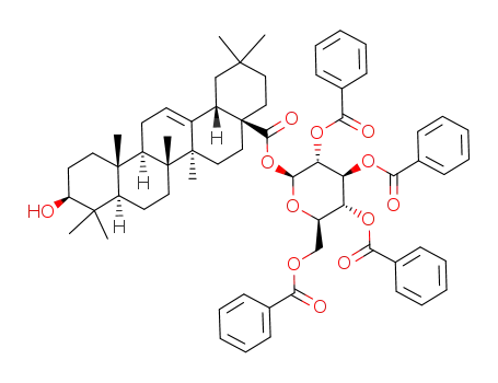 Molecular Structure of 676530-80-6 (oleanolic acid 28-O-2,3,4,6-tetra-O-benzoyl-β-D-glucopyranosyl ester)