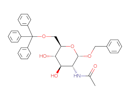 Molecular Structure of 33493-71-9 (BENZYL 2-ACETAMIDO-2-DEOXY-6-O-TRIPHENYL-METHYL-ALPHA-D-GLUCOPYRANOSIDE)