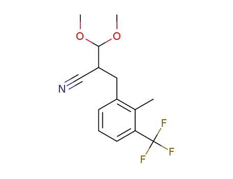 Molecular Structure of 1420468-44-5 (3,3-bis(methyloxy)-2-{[2-methyl-3-(trifluoromethyl)phenyl]methyl}propanenitrile)