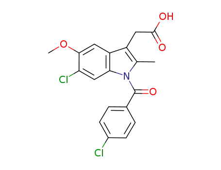 Molecular Structure of 823178-05-8 (1H-Indole-3-acetic acid,
6-chloro-1-(4-chlorobenzoyl)-5-methoxy-2-methyl-)