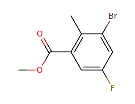 Molecular Structure of 1187318-53-1 (methyl 3-bromo-5-fluoro-2-methylbenzoate)