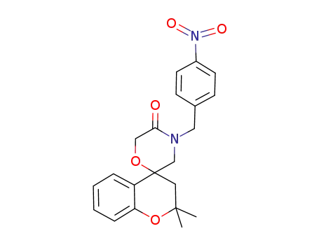 Molecular Structure of 918151-08-3 (2,2-dimethyl-4'-(4-nitrobenzyl)-2,3-dihydro-5'H-spiro[chromene-4,2'-[1,4]oxazinan]-5'-one)