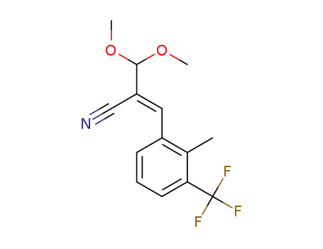 Molecular Structure of 1420468-43-4 ((2E)-2-[bis(methyloxy)methyl]-3-[2-methyl-3-(trifluoromethyl)phenyl]-2-propenenitrile)