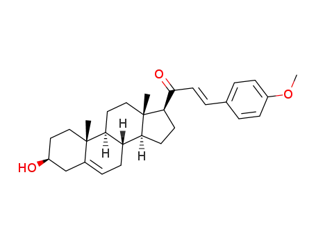 Molecular Structure of 1246397-34-1 ((2E)-1-((10R,13S)-2,3,4,7,8,9,10,11,12,13,14,15,16,17-tetradecahydro-3(β)-hydroxy-10,13-dimethyl-1H-cyclopenta[α]phenanthren-17(β)-yl)-3-(4-methoxyphenyl)prop-2-en-1-one)