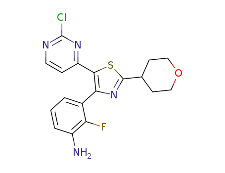 3-[5-(2-chloro-4-pyrimidinyl)-2-(tetrahydro-2H-pyran-4-yl)-1,3-thiazol-4-yl]-2-fluoroaniline