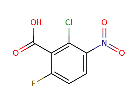 Molecular Structure of 206884-30-2 (2-Chloro-6-fluoro-3-nitro-benzoic acid)