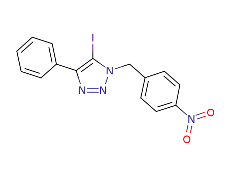 Molecular Structure of 1207328-56-0 (5-iodo-1-(4-nitrobenzyl)-4-phenyl-1H-1,2,3-triazole)