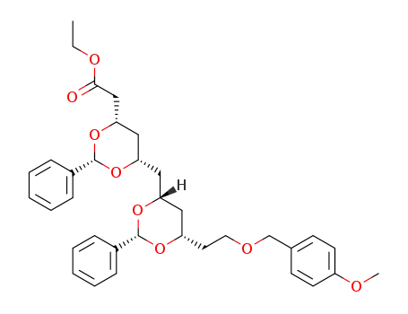 ethyl 2-((2S,4S,6S)-6-(((2S,4S,6S)-6-(2-((4-methoxybenzyl)oxy)ethyl)-2-phenyl-1,3-dioxan-4-yl)methyl)-2-phenyl-1,3-dioxan-4-yl)acetate