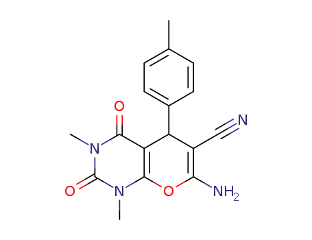 Molecular Structure of 342397-00-6 (7-amino-1,3-dimethyl-5-(4-methylphenyl)-2,4-dioxo-1,3,4,5-tetrahydro-2H-pyrano[2,3-d]pyrimidine-6-carbonitrile)
