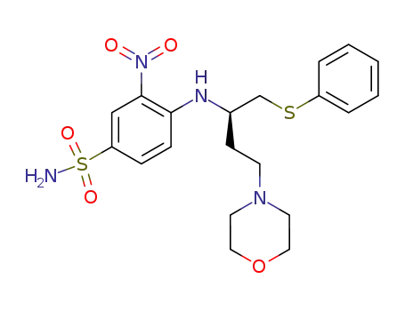 Molecular Structure of 872866-28-9 (Benzenesulfonamide,
4-[[(1R)-3-(4-morpholinyl)-1-[(phenylthio)methyl]propyl]amino]-3-nitro-)