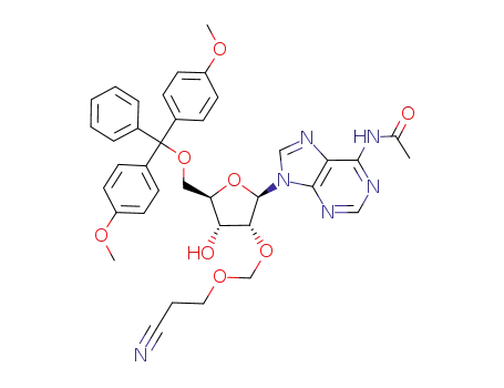 Adenosine,
N-acetyl-5'-O-[bis(4-methoxyphenyl)phenylmethyl]-2'-O-[(2-cyanoethoxy)
methyl]-