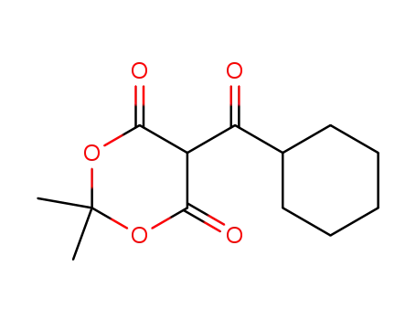 Molecular Structure of 112378-35-5 (5-(cyclohexanecarbonyl)-2,2-dimethyl-1,3-dioxane-4,6-dione)